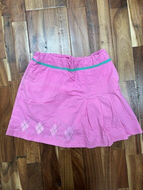 Lilly Pulitzer Pink Circle Skirt with Green Waist Trim